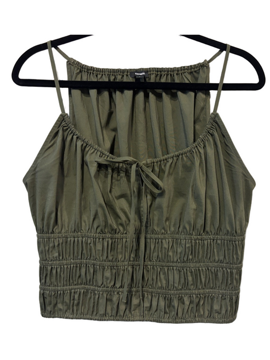 Express Tops - Express Olive Green Cropped Smocked Tank Top Size M